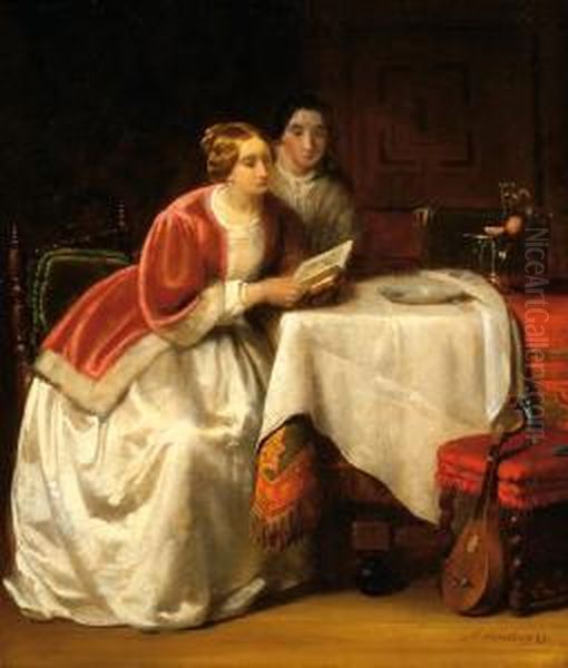 A Lady Reading Oil Painting by Johannes Christoffel Vaarberg