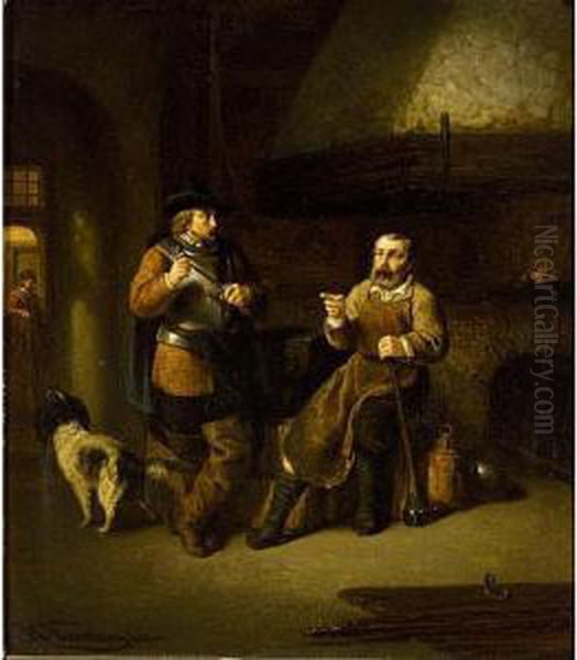 At The Blacksmith's Oil Painting by Johannes Christoffel Vaarberg