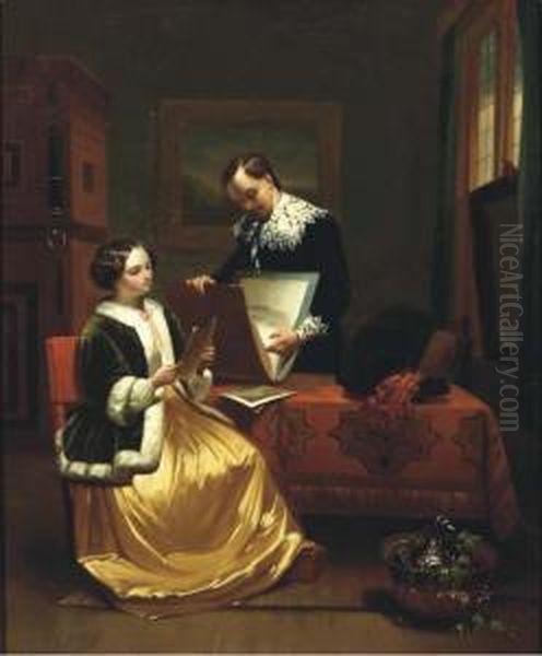 The Art Lovers Oil Painting by Johannes Christoffel Vaarberg