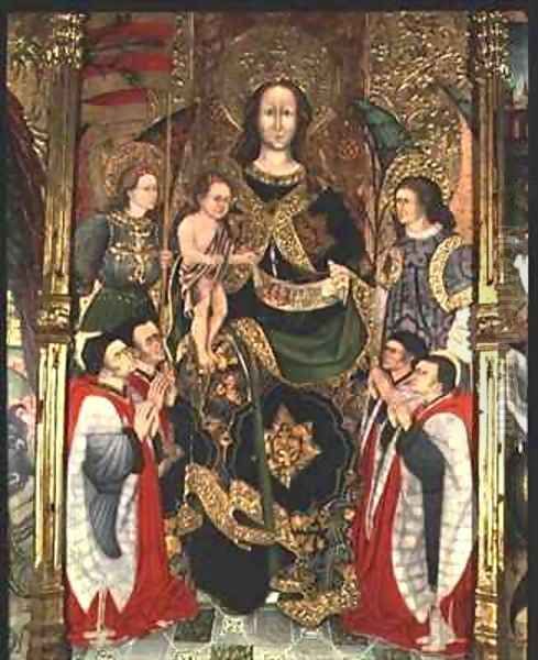 Madonna and Child central panel of the Paeria Altarpiece dedicated to St Michael Oil Painting by Jaime Ferrer II