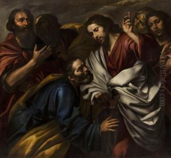 Gesu Consegna Le Chiavi A San Pietro Oil Painting by Andrea Vaccaro