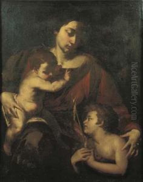 Madonna Con Bambino E San Giovannino Oil Painting by Andrea Vaccaro