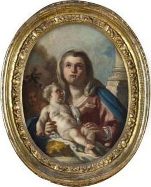 Vergine Col Bambino E San Giovannino Oil Painting by Domenico Antonio Vaccaro