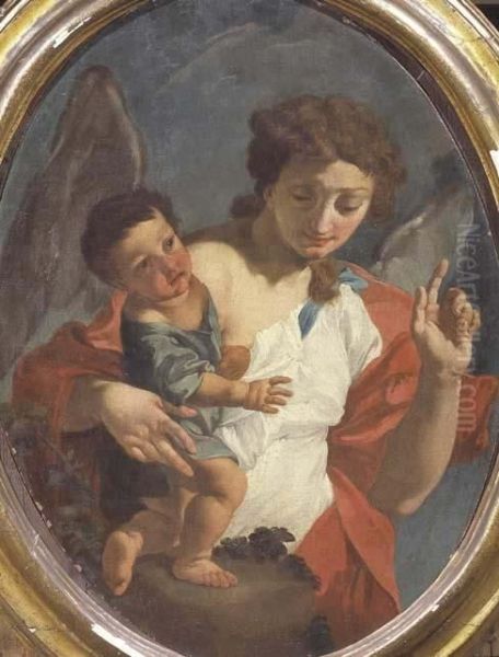 L'angelo Custode Oil Painting by Domenico Antonio Vaccaro