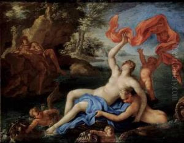 A) Venere Ed Adone B) Aci E Galatea Oil Painting by Nicola Vaccaro