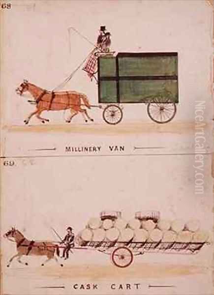 The Millinery Van and the Cask Cart Oil Painting by William Francis Freelove