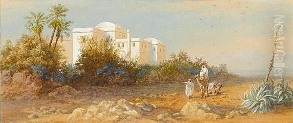 Moorish House At Beer-seeman, Near Algiers Oil Painting by Charles Vacher