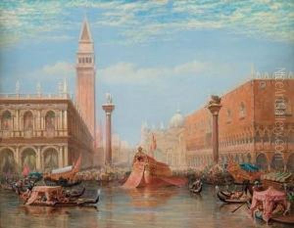 The Fete Of The Marriage Of The Adriatic, Venice Oil Painting by Charles Vacher