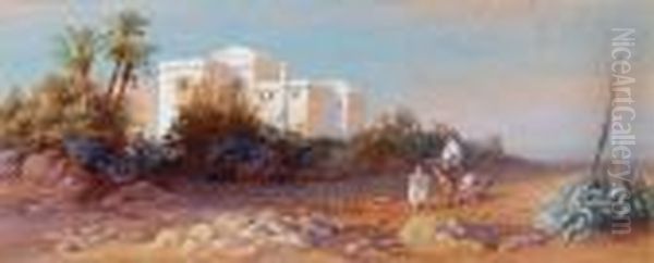 Moorish House At Beer - Seeman Near Algiers Oil Painting by Charles Vacher