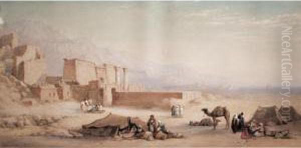 Medeenet Habu And The Plain Of Thebes Oil Painting by Charles Vacher