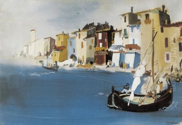 Italian Harbour, About 1938-39 Oil Painting by Endre Vadasz