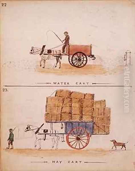 The Water Cart and the Hay Cart Oil Painting by William Francis Freelove