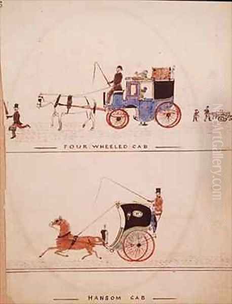 The Four Wheeled Cab and the Hansom Cab Oil Painting by William Francis Freelove