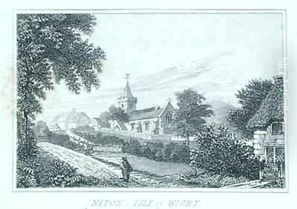 Niton Church Isle of Wight from Michael Faradays scrapbook Oil Painting by Michael Faraday