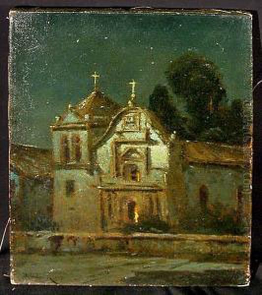 Carmel Mission At Night Oil Painting by Manuel Valencia