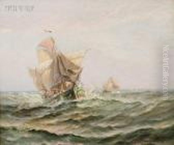 On The High Seas Oil Painting by Theodor Victor Carl Valenkamph