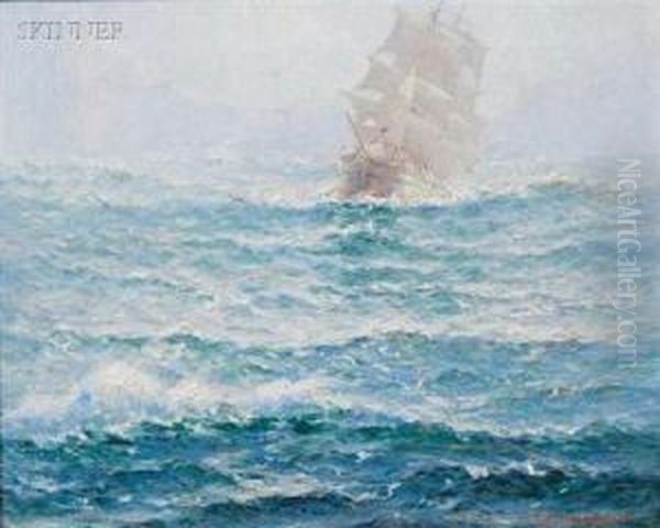 Sailing Vessel Oil Painting by Theodor Victor Carl Valenkamph