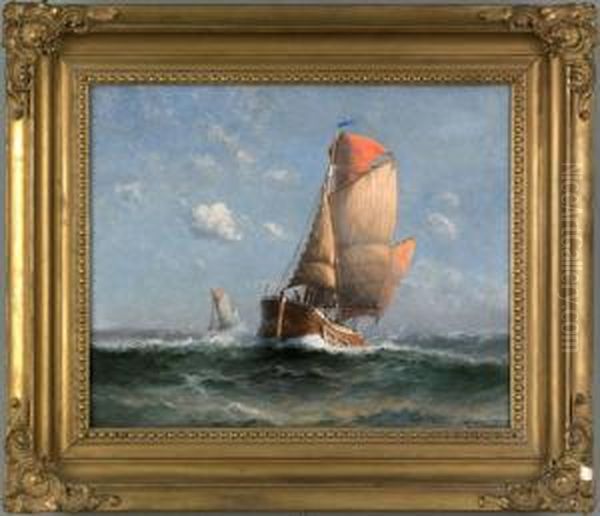 Seascape Oil Painting by Theodor Victor Carl Valenkamph