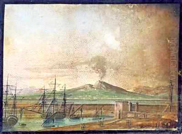 Vesuvius smoking from Michael Faradays scrapbook Oil Painting by Michael Faraday