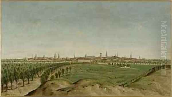 View of Berlin from Tempelhof Oil Painting by Carl Traugott Fechhelm