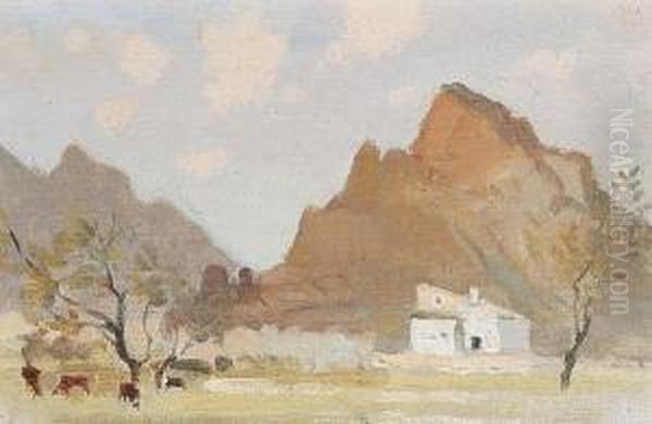 Pollensa Oil Painting by Adolphe Pierre Valette