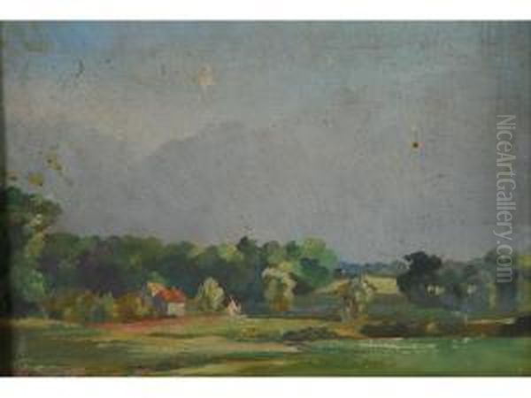 French Landscape Oil Painting by Adolphe Pierre Valette