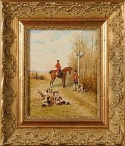 Veneurs Et Chiens Oil Painting by Adolphe Pierre Valette