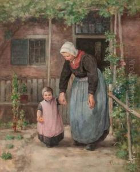 Her First Steps Oil Painting by Hendrik Valkenburg