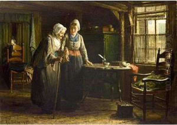 Grandmother's Visit Oil Painting by Hendrik Valkenburg