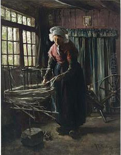 De Spinster Oil Painting by Hendrik Valkenburg