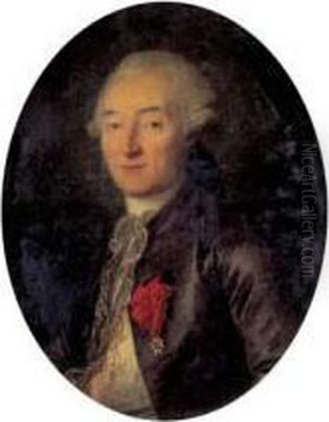 Portrait Presume Du Comte De Mesnilglaise Portant La Medaille De
 L'ordre De Saint Louis Oil Painting by Anne Vallayer-Coster