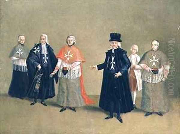 Grand Master and Chaplains of the Knights of the Order of Malta Oil Painting by Antoine de Favray