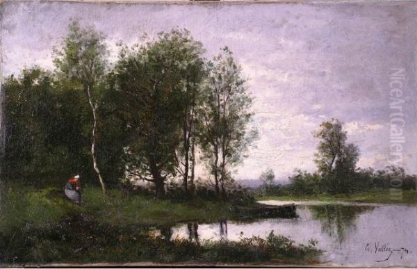 :paysage Au Bord De La Riviere Oil Painting by Etienne Maxime Vallee