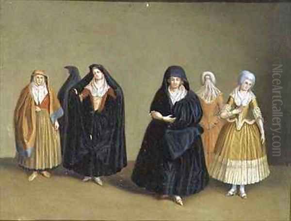 Ladies of the Knights of Malta with their Maid Servant Oil Painting by Antoine de Favray