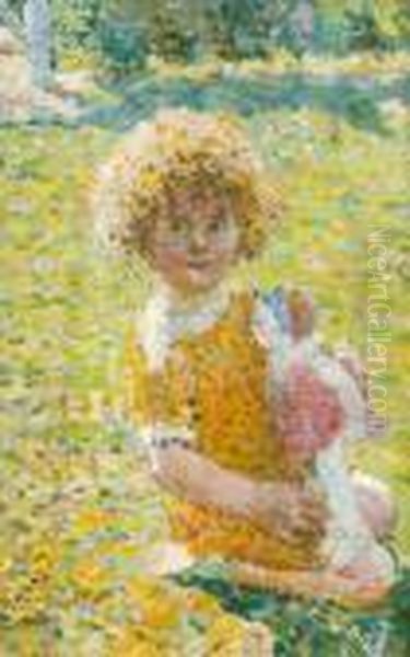 Petite Fille A La Poupee Oil Painting by Ludovic Vallee