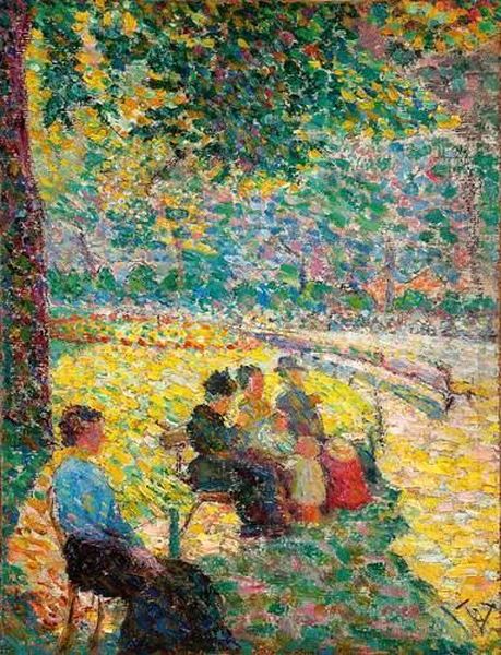 Dans Le Parc, Circa 1895-1900 Oil Painting by Ludovic Vallee