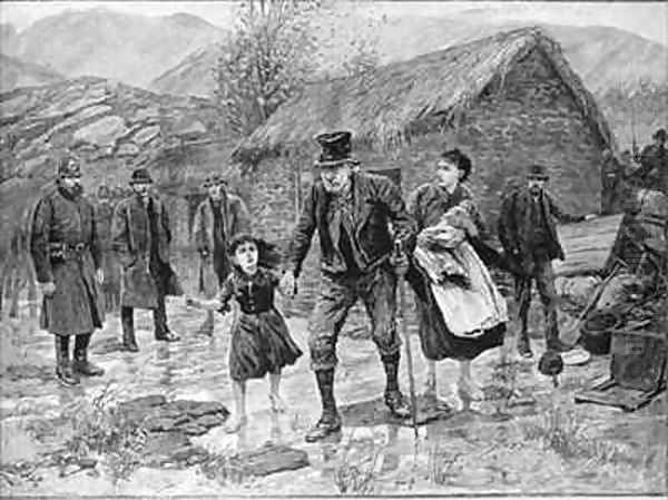 Scene at an Irish Eviction in County Kerry Oil Painting by Amedee Forestier