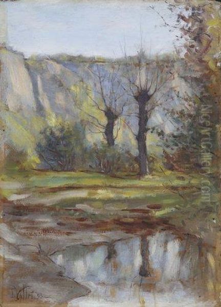 Arbres Et Falaise Oil Painting by Edouard Vallet