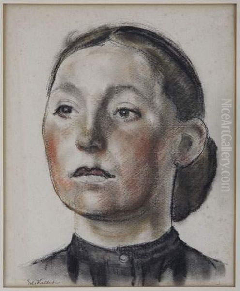 Visage De Jeune Femme Oil Painting by Edouard Vallet