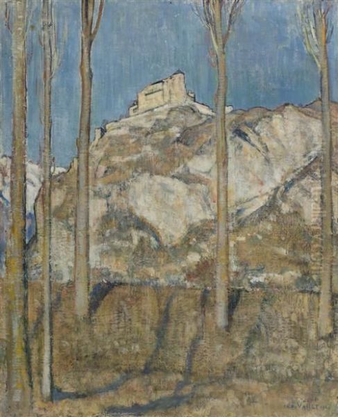 Chateau De Valere, Sion. 1921. Oil Painting by Edouard Vallet