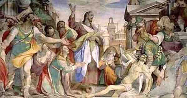 Resurrection of Lazarus Oil Painting by Battista Franco