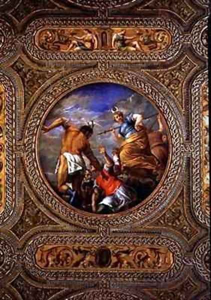 Diana and Actaeon from the ceiling of the library Oil Painting by Battista Franco