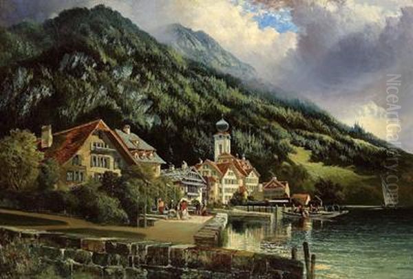 Der Rhigi, Vom Hotel Garten Aus Gesehen,weggis, Schweiz Oil Painting by Henry Valter