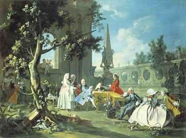 Concert in a Garden Oil Painting by Filippo Falciatore