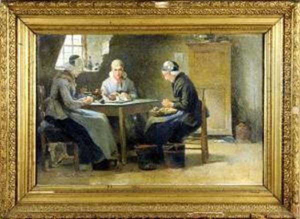 [la Preparation Du Repas] (date1889) Oil Painting by Florimond Van Acker