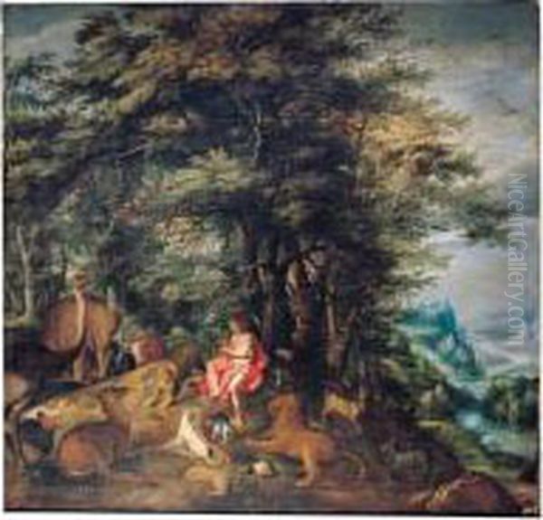 Orpheus Charming The Animals Oil Painting by Denys Van Alsloot