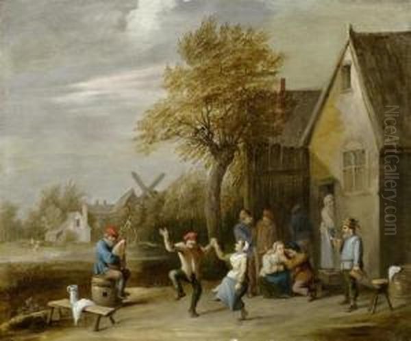 Peasant Feast In The Countryside. Oil Painting by Thomas Van Apshoven