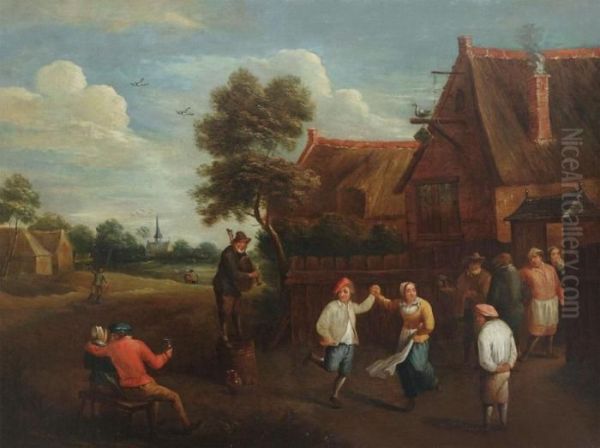 Village Scene Oil Painting by Thomas Van Apshoven