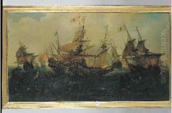 Bataille Navale Oil Painting by Andries Van Eertvelt