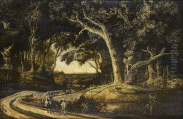 Promeneurs Dans Un Paysage De Foret Oil Painting by Pieter Jansz. van Asch